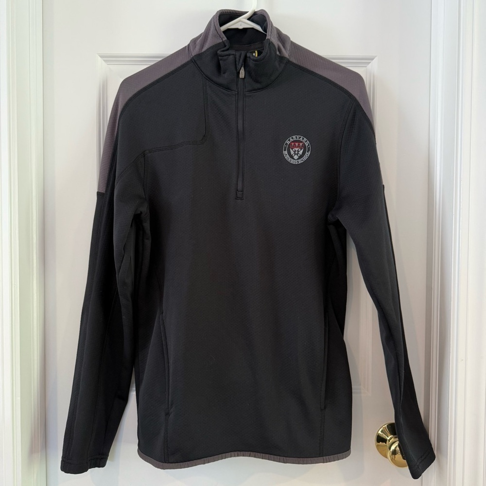 Under Armour 1/4 Zip Harvard Business School Black & Gray Pullover Size M Loose